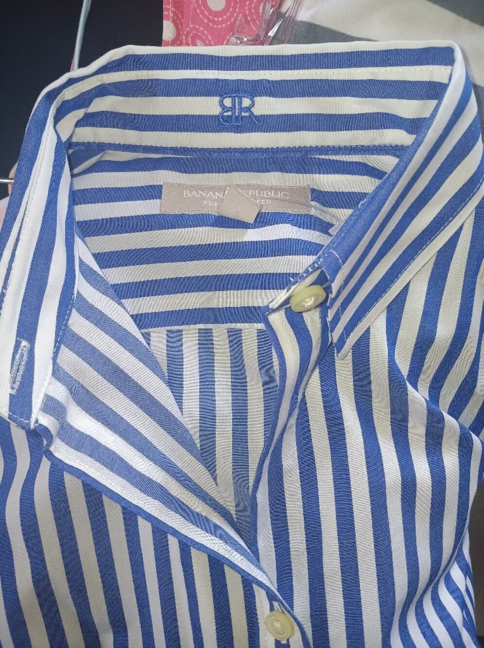 Banana Republic Women's Size 2 Blue White Striped Shirt - Picture 6 of 7